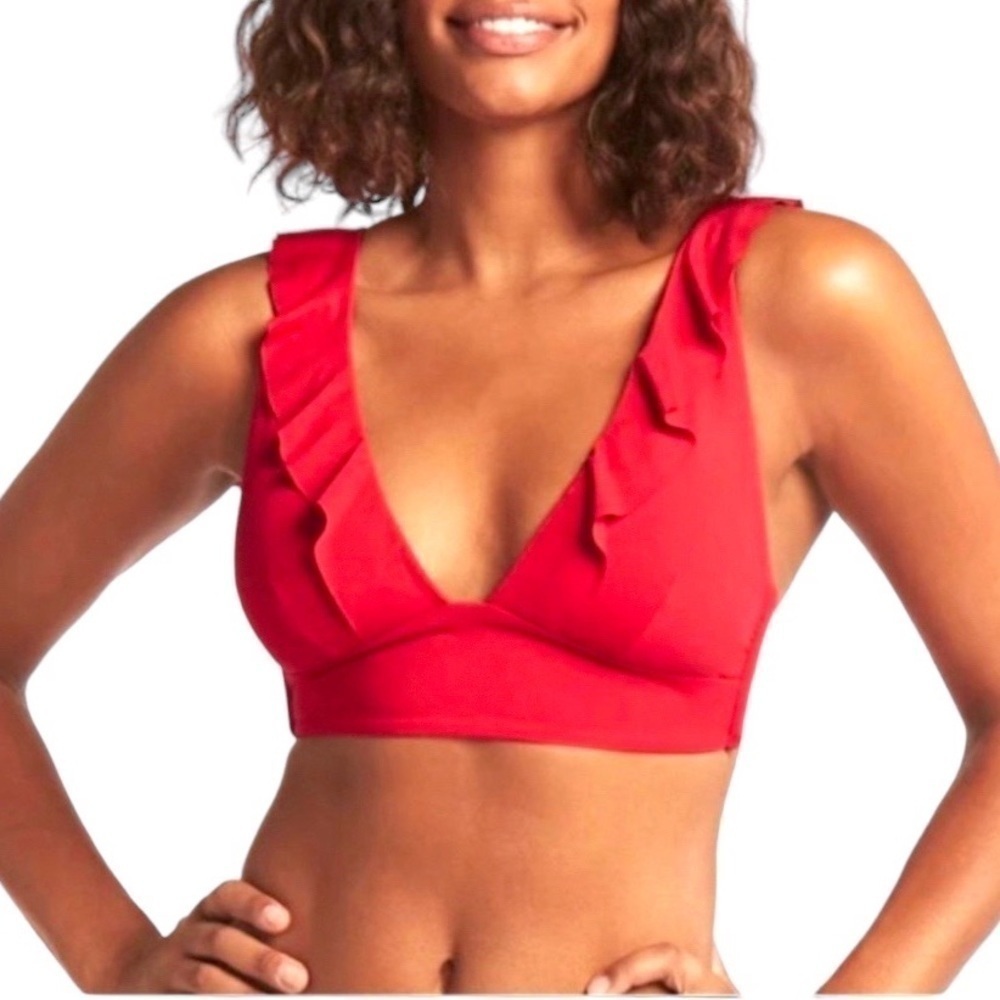 Sea Level Swim Red Ruffle Bikini Top - Size 4